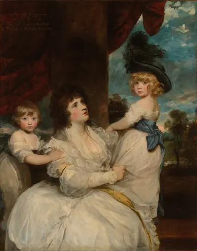 Portrait of Jane, Countess of Harrington, with her Sons, the Viscount Petersham and the Honorable Lincoln Stanhope av Sir Joshua Reynolds