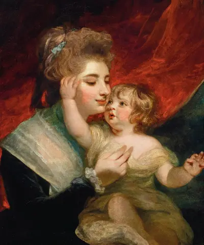 Portrait of Lady Dashwood (1763-1796) and her son, Henry George Mayne av Sir Joshua Reynolds