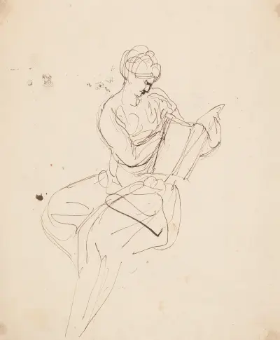 Sittande figur som läser av Sir Joshua Reynolds