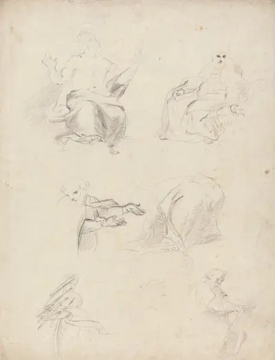 List s figurálními studiemi z Rafaelovy Disputace – č. 1, Sir Joshua Reynolds