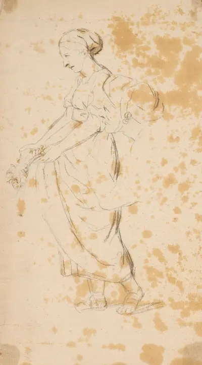 Stående kvinna, manshuvud av Sir Joshua Reynolds