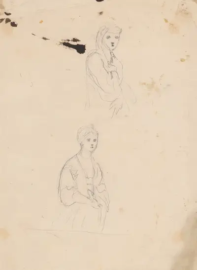 Två skisser av en kvinna av Sir Joshua Reynolds