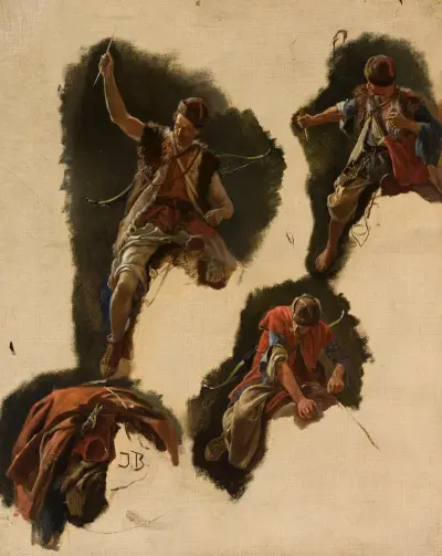 Studier av figurer till målningen ”Tartars’ flight” av Jozef Brandt