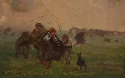 Före stormen, skiss till målningen "Storm" av Jozef Chelmonski