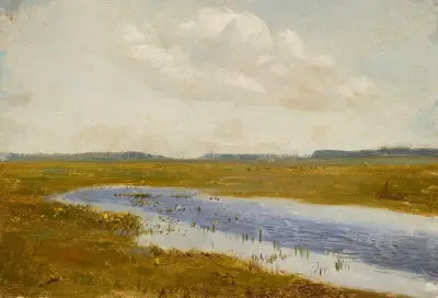 Landskap; Äng med kärrblommor av Jozef Chelmonski