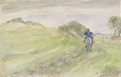 Ruiter op een landweg av Jozef Israëls