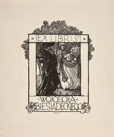 Exlibris för Wojciech Biesiadecki av Józef Mehoffer
