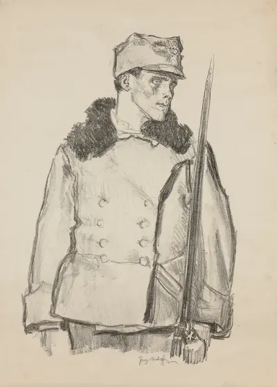 Porträttstudie av en legionär av Józef Mehoffer