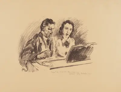 Stanisław Szwarc sjunger med ackompanjemang av Wanda Lataczowa av Józef Mehoffer