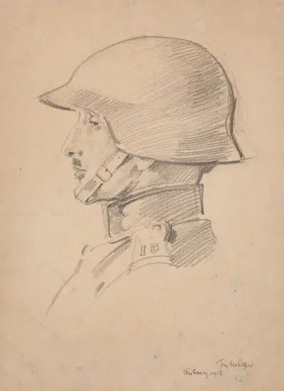 Studie av en soldats huvud av Józef Mehoffer
