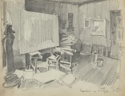 The interior of Józef Mehoffer’s studio in Paris av Józef Mehoffer