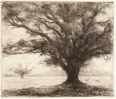 A tree in the Hampton Court Park near London av Józef Pankiewicz
