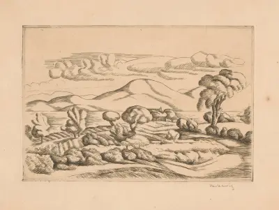 Landscape in Southern France, state VI av Józef Pankiewicz