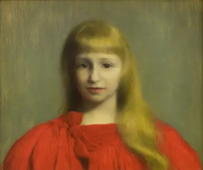 Little Girl in Red Dress av Józef Pankiewicz