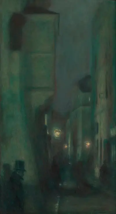 Wąski Dunaj nocą av Józef Pankiewicz