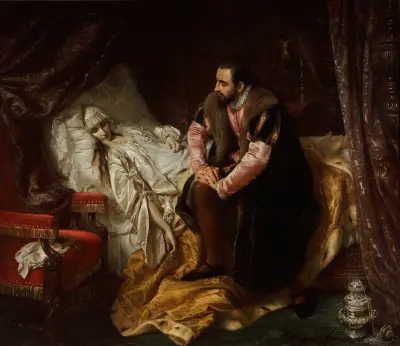 Death of Barbara Radziwiłł av Józef Simmler