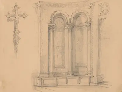 Fragment av interiören från Markuskyrkan i Venedig av Józef Simmler