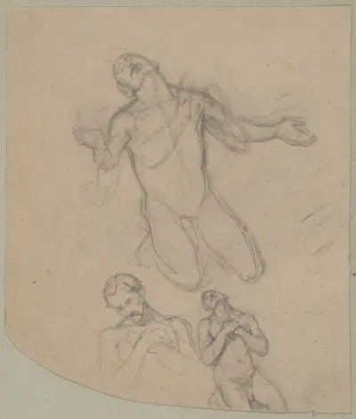 Nude sketch to the figure of St. Matthias to the painting ‘Martyrdom of St. Matthias’ av Józef Simmler