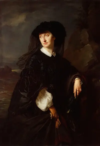 Portrait of Julia Simmler née Hoeggenstaller, artist’s wife av Józef Simmler