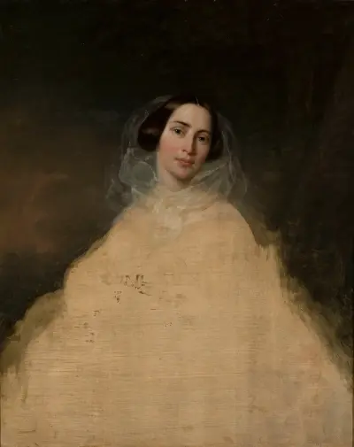 Portrait sketch of a lady av Józef Simmler