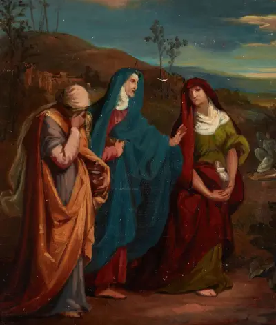 Sketch to the Painting ‘Three Marys Walking to Christ’s Tomb’ av Józef Simmler