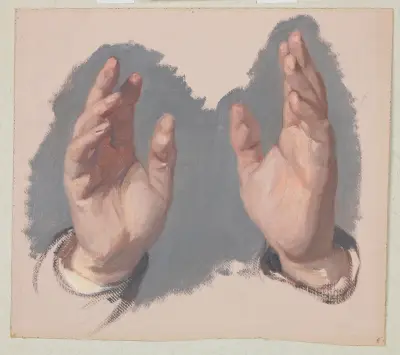 Study (I) of Both Hands of the Bishop to the Painting ‘The Oath of Queen Jadwiga’ av Józef Simmler