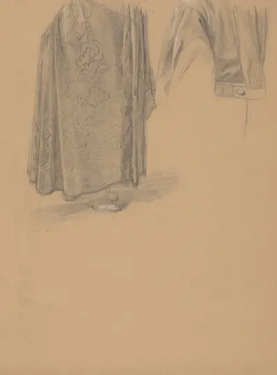 Study of robes of Jaśko of Tęczyn) for the painting ‘Queen’s Jadwiga’s Oath’ av Józef Simmler