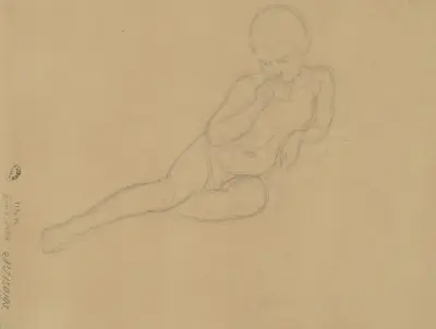 Skisser av putti och draperier till taket ”Amor och Psyches bröllopståg” av Józef Simmler