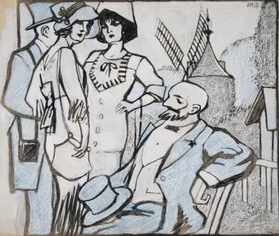 På Longchamps galoppbana av Juan Gris