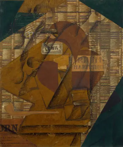Flaska rom och tidning av Juan Gris