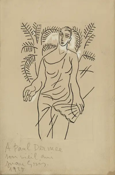 Kvinna med solfjäder av Juan Gris