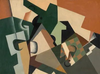 Glas och schackbräde av Juan Gris