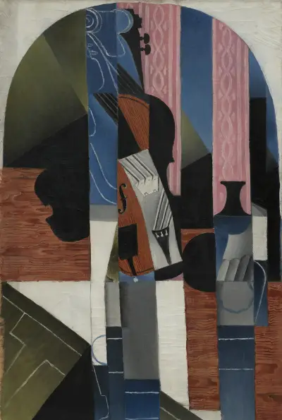 Stilleben (fiol och bläckhorn) av Juan Gris