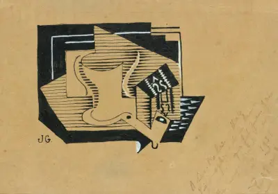 Stilleben med kompottfat av Juan Gris