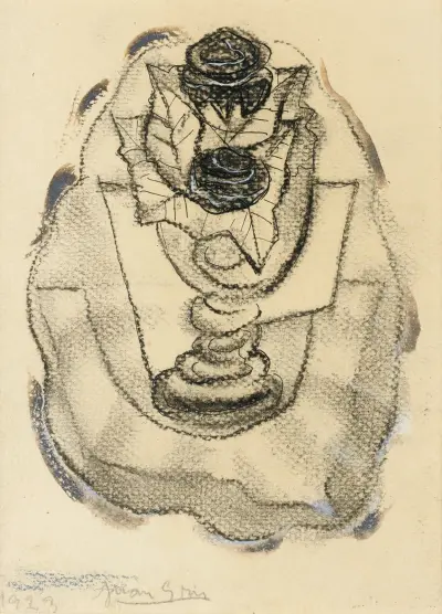 Stilleben med rosvas av Juan Gris