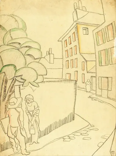 En gata i Montmartre av Juan Gris