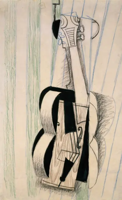 Violin hängande på en vägg av Juan Gris