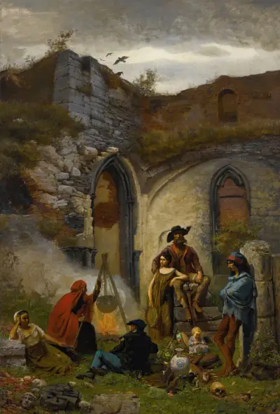 Romerskt läger i ruinerna av Saint-Bavon-klostret (Gent) av Jules Breton