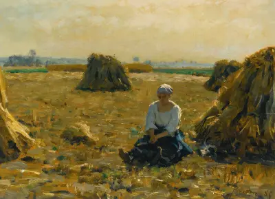 Jeune femme dans les champs av Jules Breton