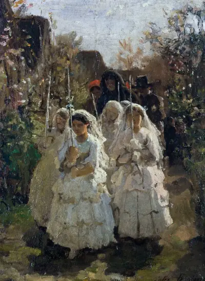 Les communiantes à Courrières av Jules Breton
