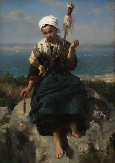 Linspinnerskan av Jules Breton