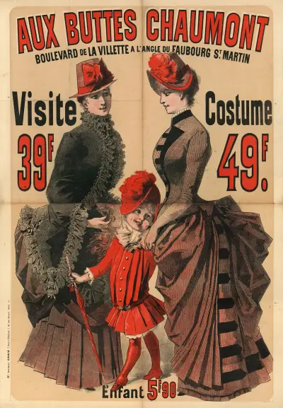 Aux Buttes Chaumont. Visite 39f – Costume 49f. av Jules Chéret