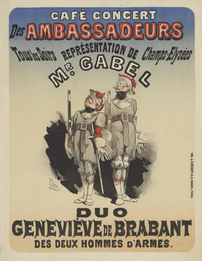 Café Concert des Ambassadeurs. M. Gabel. Geneviève de Brabant av Jules Chéret