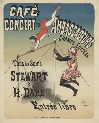 Café-concert des Ambassadeurs. Stewart och H. Dare av Jules Chéret