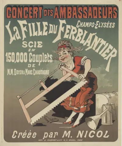 Ambassadörernas konsert. Plåtslagarens dotter av Jules Chéret