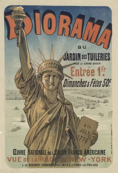 Diorama i Jardin des Tuileries nära den stora bassängen av Jules Chéret
