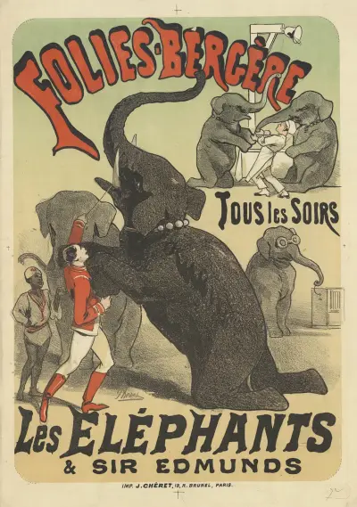 Folies-Bergère. Tous les soirs les éléphants & Sir Edmunds av Jules Chéret