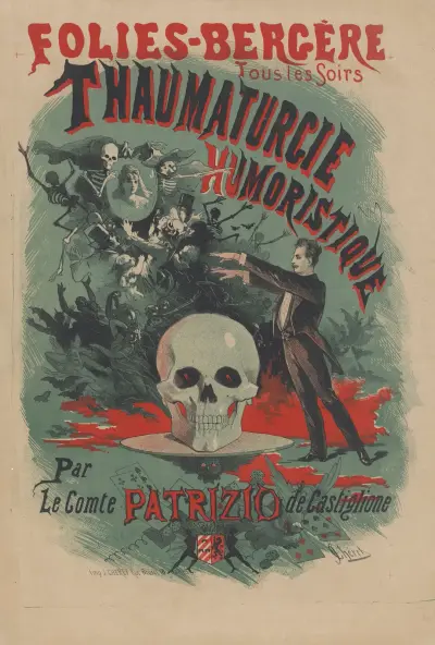 Folies-Bergère, tous les soirs, Thaumaturgie humoristique par le Comte Patrizio de Castiglione av Jules Chéret