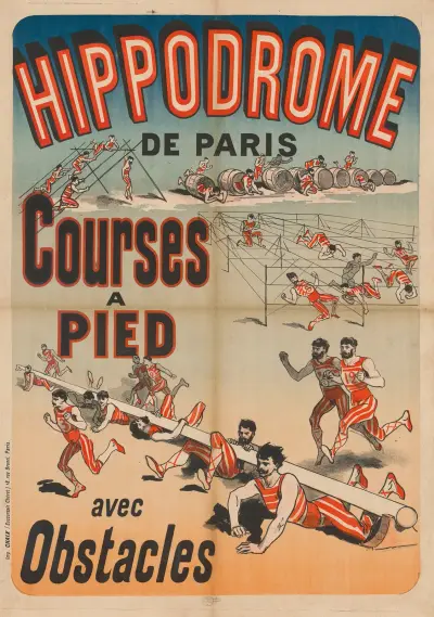 Hippodrome de Paris. Courses à pied avec obstacles av Jules Chéret