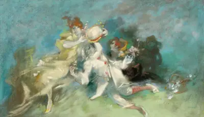 Pierrot och Columbine av Jules Chéret